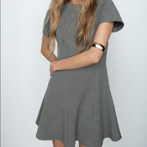 ZARA Gray Draped Midi Dress – Size XL – New With Tags (2121/023/811) 🩶 - Picture 4 of 16